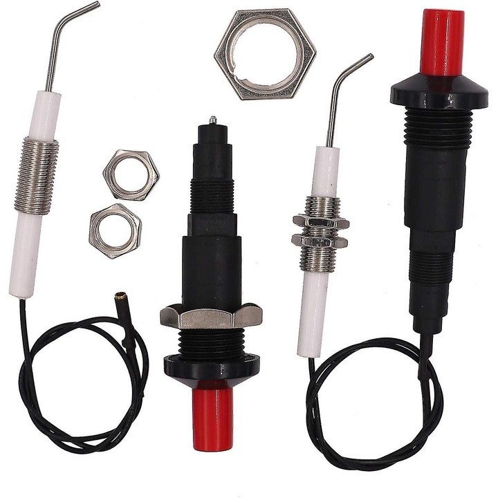 Set 2 ustensile gratar, aprinzator piezo cu buton, electrozi de aprindere cu cablu de 30 cm, LPG/NG, rezistenta la temperaturi de -20C ~ 120C