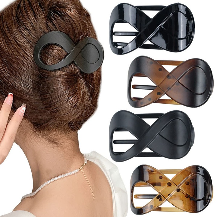 Set 4 agrafe de par mari, multicolor, 8cm, din acrilic si metal