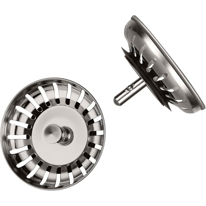 Set 2 filtre de scurgere 80mm, inox 304, cu 2 colectoare de par, pentru chiuveta si cada