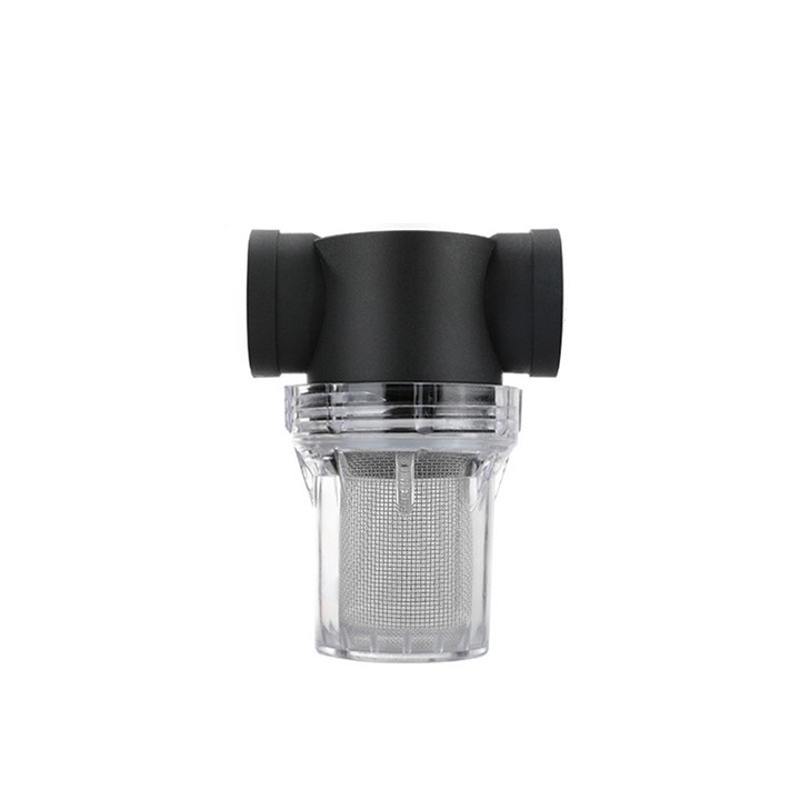 Filtru de apa, 1" filet interior, 20 mesh, ABS si otel inoxidabil, 12.3x8.9x8.9cm, negru