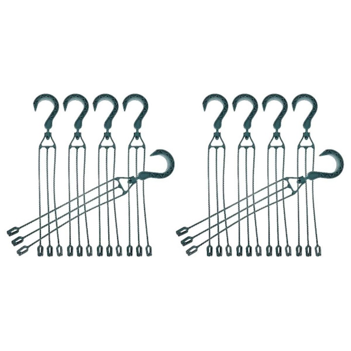 Set 10 suporturi suspendate din plastic pentru ghivece de flori, verde, 40cm