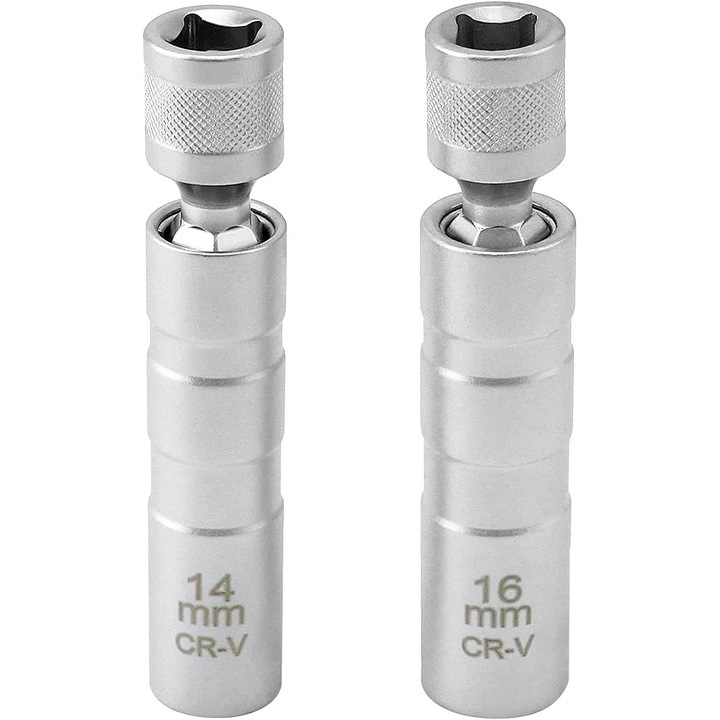 Set chei pentru bujii magnetice 14mm/16mm, din otel crom vanadiu, design flexibil, 3/8 inch