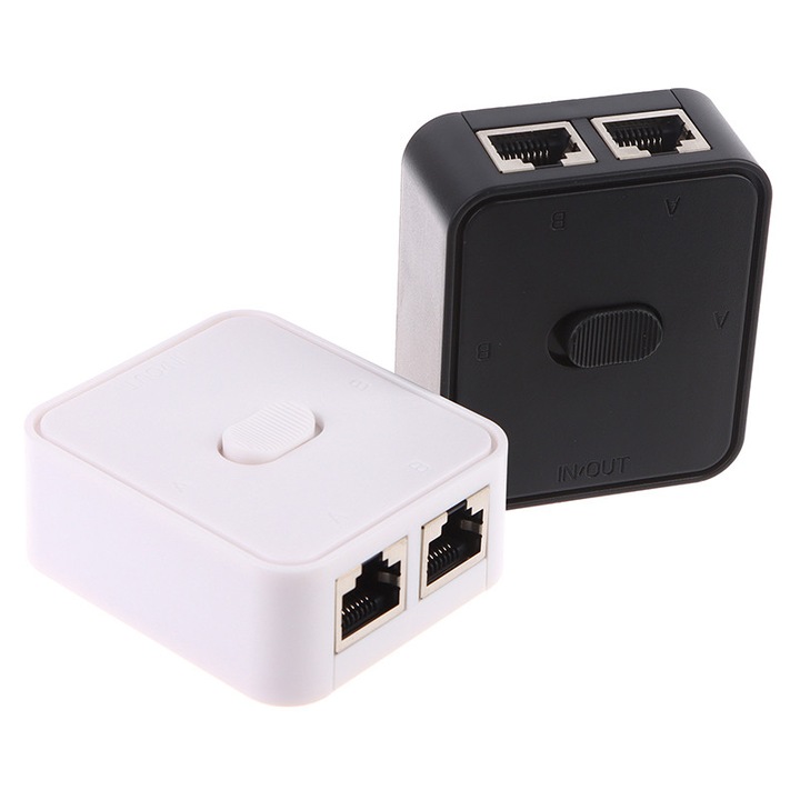 Switch de retea manual cu 2 porturi, 1000Mbps, negru, 6x5x2.5cm - eMAG.ro