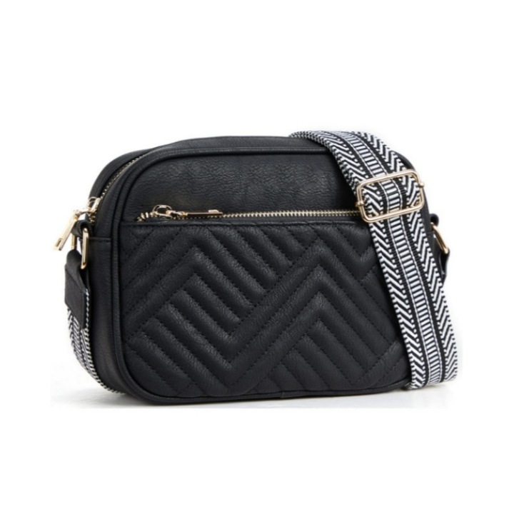 Női válltáska, sokoldalú kialakítású, fekete, 22x5.5x15cm