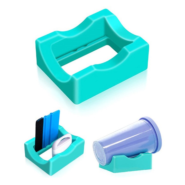 Szilikon bögre tartó, 10,2x8,5x3,2 cm, kék