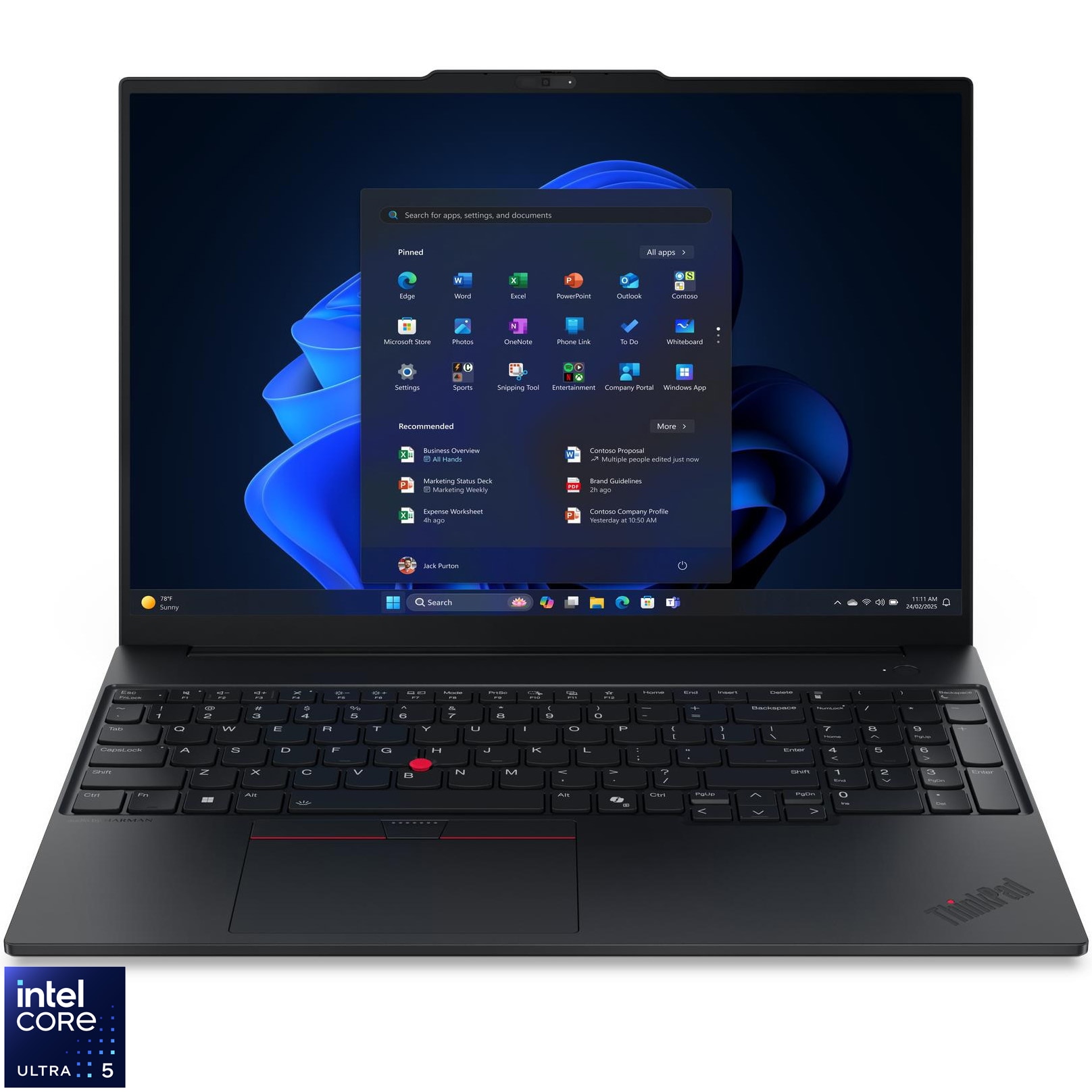 Laptop Lenovo ThinkPad E16 Gen 3 cu procesor Intel® Core Ultra 5 225U pana la 4.8GHz, 16" WUXGA, IPS, 16GB DDR5 RAM, 512GB SSD, Intel® Graphics, No OS, Black