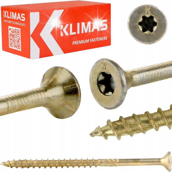 Építőipari csavarok kúpos fejjel 6x300 mm, 100 darab, arany