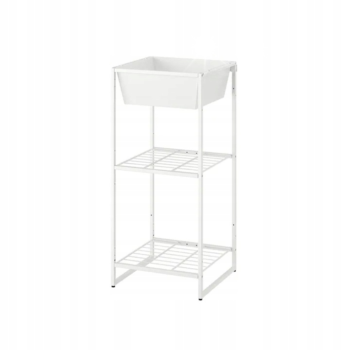 Nyitott polc JOSTEIN, fehér, 41x40x90 cm, fém tárolóval