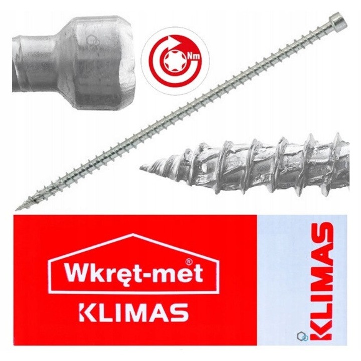 Suruburi de constructie, Klimas, 10x550mm, set 25 bucati, cap cilindric, gniazdo TX