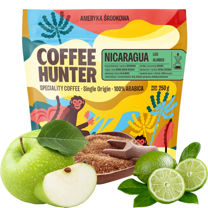 Cafea Cup of Excellence Nicaragua Los Alamos, 250g, 100% arabica, intensitate medie, aciditate pronuntata