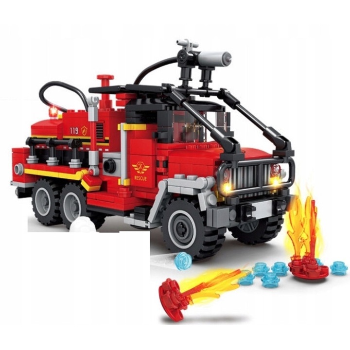 Играчка, Строителни блокове, Пожарникарски град, 432 части, 6 години, Многоцветен, пластмаса, момчета