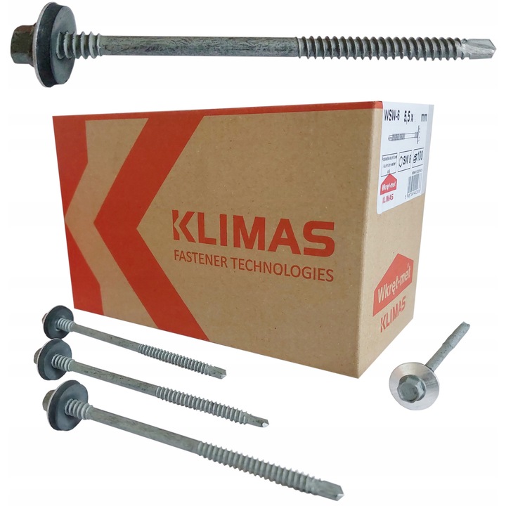 Suruburi auto-perforante cu suport din aluminiu EPDM Wkret-Met 5,5x85mm, set 100 bucati, gri