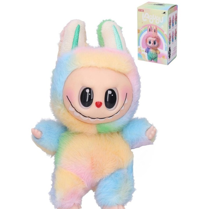 Jucarie de Plus Labubu Mystery, The Monsters - Pop Mart, 18cm, Seria Rainbow Generatia 4, Multicolor