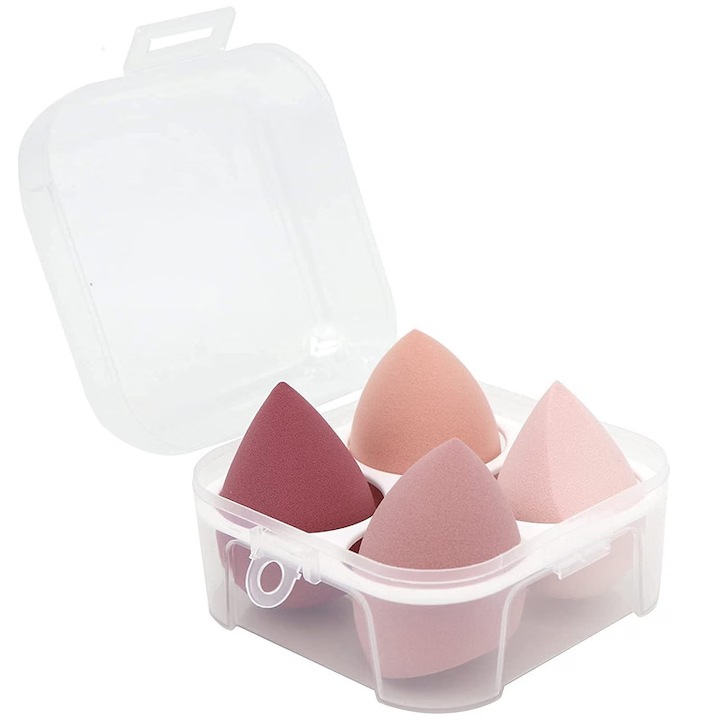 Set 4 Aplicatoare Machiaj, Roz, 70x60x60mm