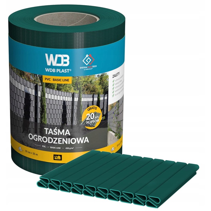Banda gard WDB, verde 6005, 19cm x 35m, set 20 clame