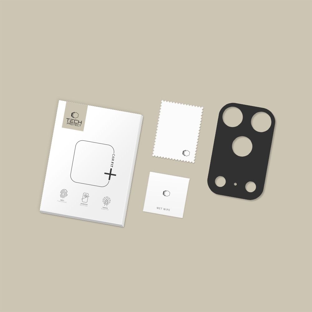 Folie sticla camera foto Tech-Protect Cam Fit Plus compatibila cu iPhone 17 Pro Max, Negru