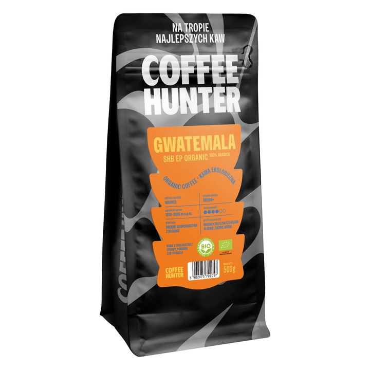 Cafea Organica Gwatemala SHG EP, COFFEE HUNTER, 250g, arome de migdale, ciocolata cu lapte, cirese negre