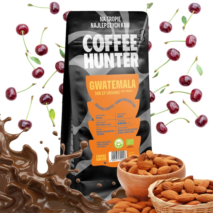 Cafea Organica Gwatemala SHG EP, COFFEE HUNTER, 250g, arome de migdale, ciocolata cu lapte, cirese negre