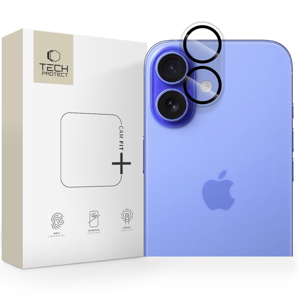 Folie Camera pentru iPhone 17, Tempered Glass, acoperire totala zona camerelor foto de pe spate, FullCover, adeziv pe toata suprafata, Full Glue, Tech-Protect, Cam Fit Plus, Transparenta