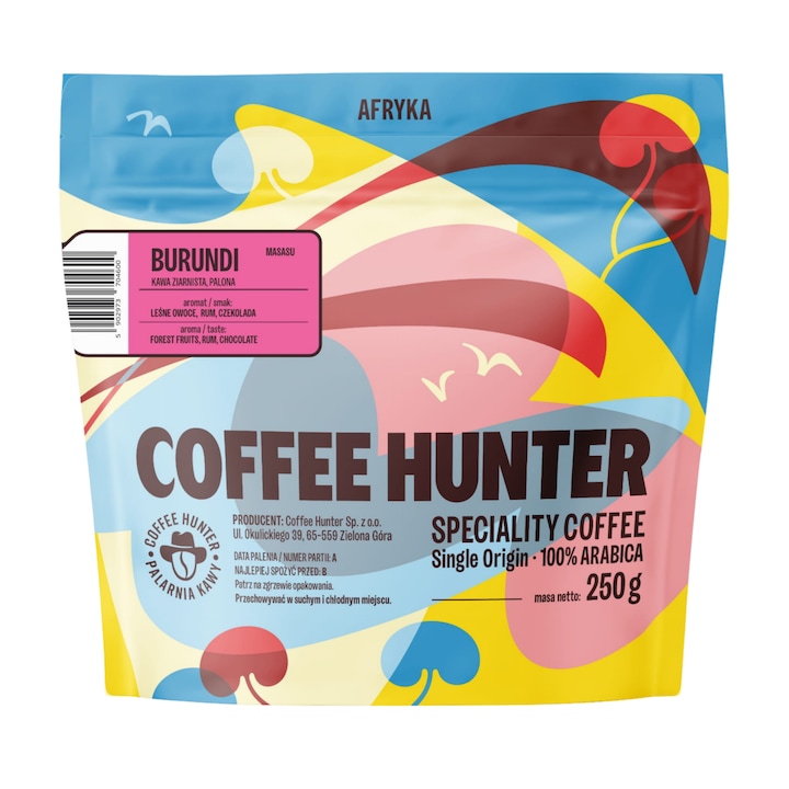 Cafea Burundi Masasu, COFFEE HUNTER, 250g, áfonya, vörösbor, tejcsokoládé aromák