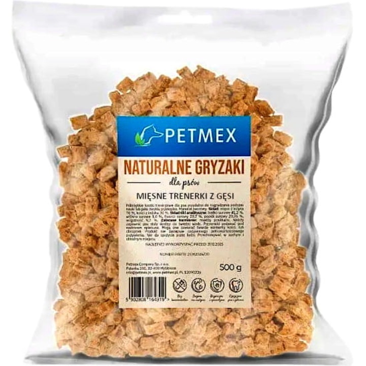 Кучешки бисквити, Petmex, треньори от гъше месо, 500 г, хипоалергенни, херметична опаковка