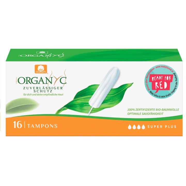 Tamponoane Organyc din bumbac bio, absorbtie 12-15 g, 16 bucati