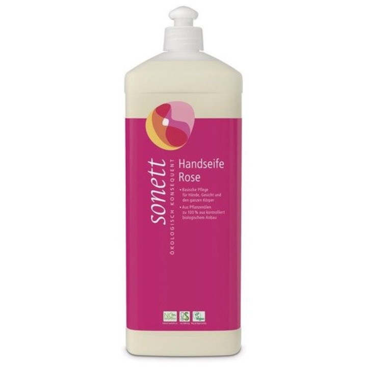 Течен сапун Sonett, 1 л, с екстракт от роза, веган, екологичен