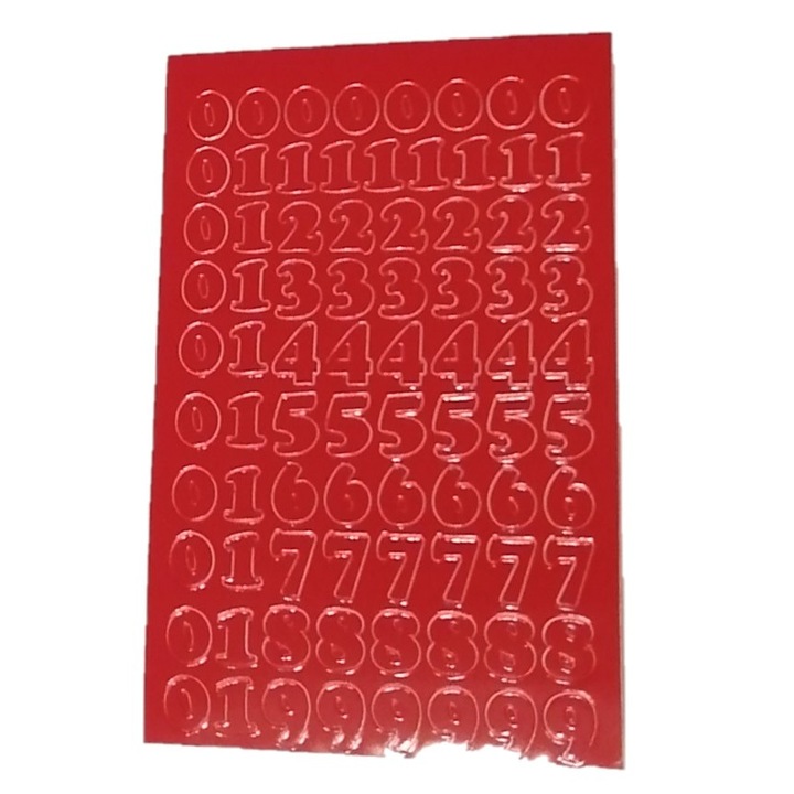 Декоративни стикери PAMA, самозалепващи се цифри 1 см, червени, 12,5x8,5 см