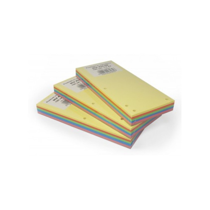 Przekladki pentru segregator 1/3 A4, Konfex, set 100 buc, mix culori, 240x105mm
