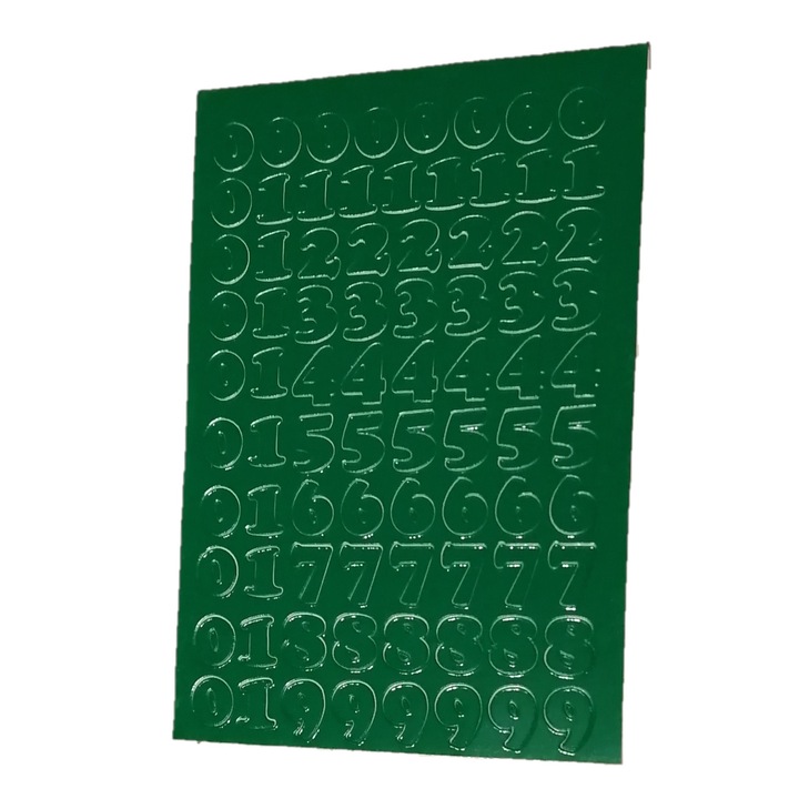Декоративни стикери PAMA, самозалепващи се цифри 1 см, зелени, 12,5x8,5 см