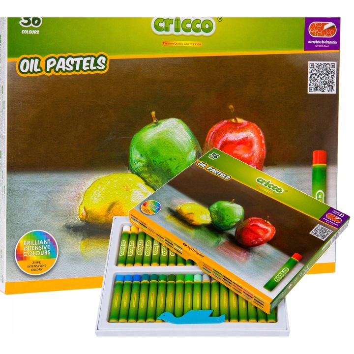 Creioane colorate Cricco set 36 culori, efect de ceruire, ambalaj din hartie