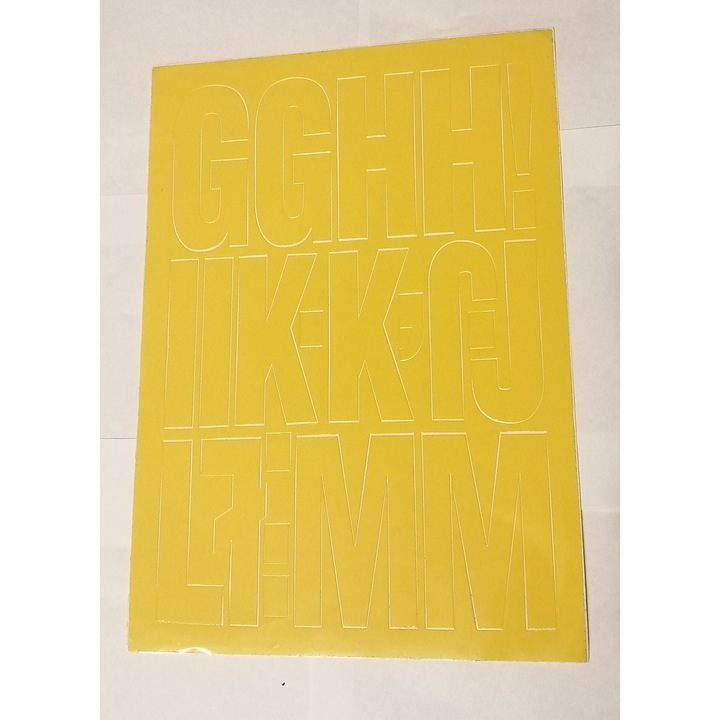 Stickere decorative PAMA, litere samoprzilepne 10 cm, galbene, 25x35cm