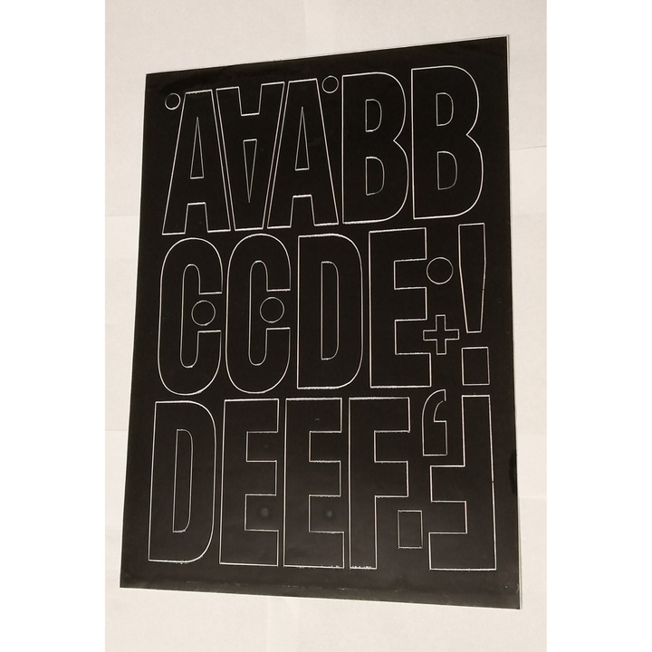 Stickere decorative PAMA, litere samoprzilepne 10 cm, set A-F, 25x35cm, negru
