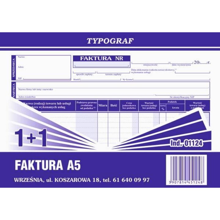 ÁFA-s számla A5-ös szett 1+1, TYPOGRAPH, 80 kártya