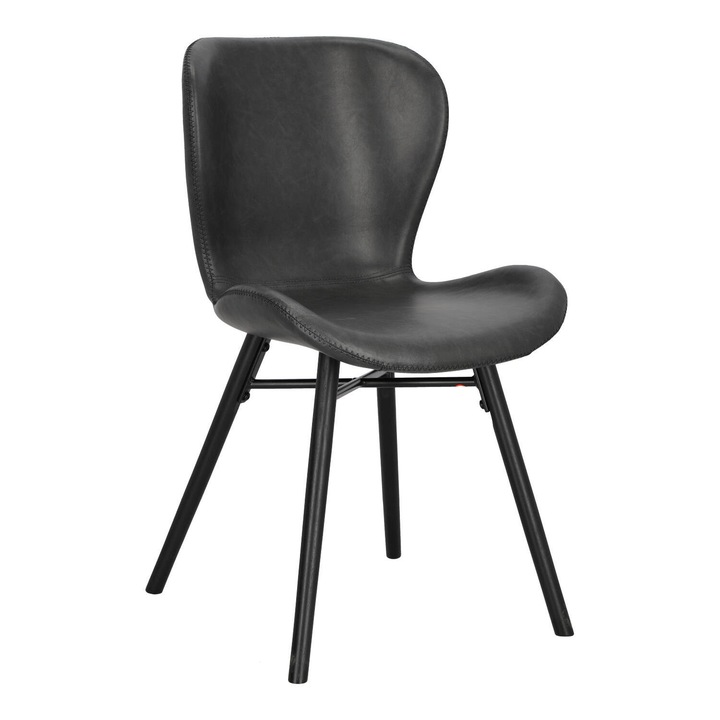 Scaun tapicerat Actona Batilda, ecopiele, negru, 120kg, dimensiuni ajustabile