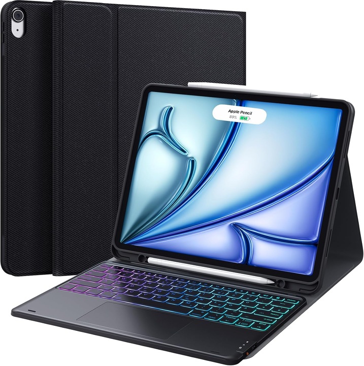 Billentyűzetes tok iPad Air 13"-hoz (M2/M3), háttérvilágítással, touchpaddel