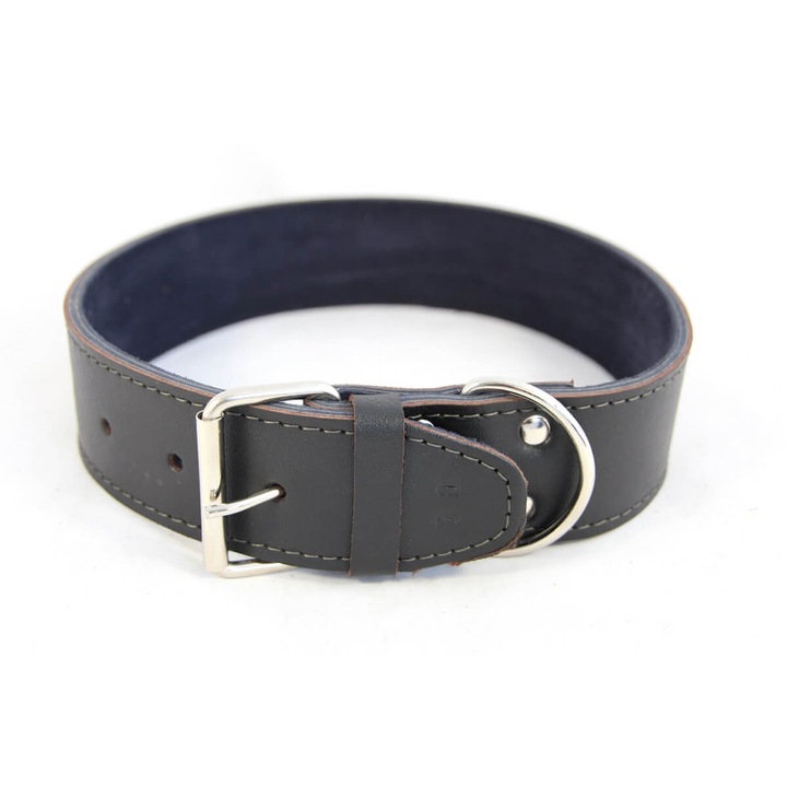 Zgarda Caini din Piele Naturala Dubla (5x60 cm) - Neagra PETRO, pentru Talie Medie si Mare, Produsa Manual, Durabila si Eleganta