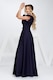 Rochie lunga eleganta tafta bleumarin, RN 2338bl