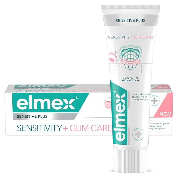 Паста за зъби Elmex Sensitive Plus за чувствителност и венци, 75 мл