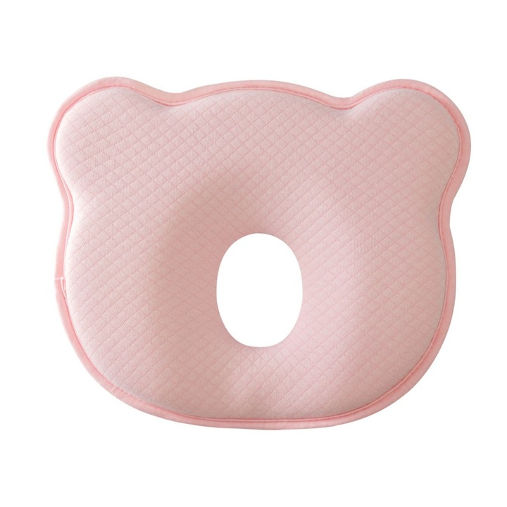 SHEFEITE® babapárna a fejformázáshoz, memóriahab, fej- és nyaktámasz a baba alvásához, koponyaaszimmetria megelőzésére, 25 x 22 x 3 cm, rózsaszín