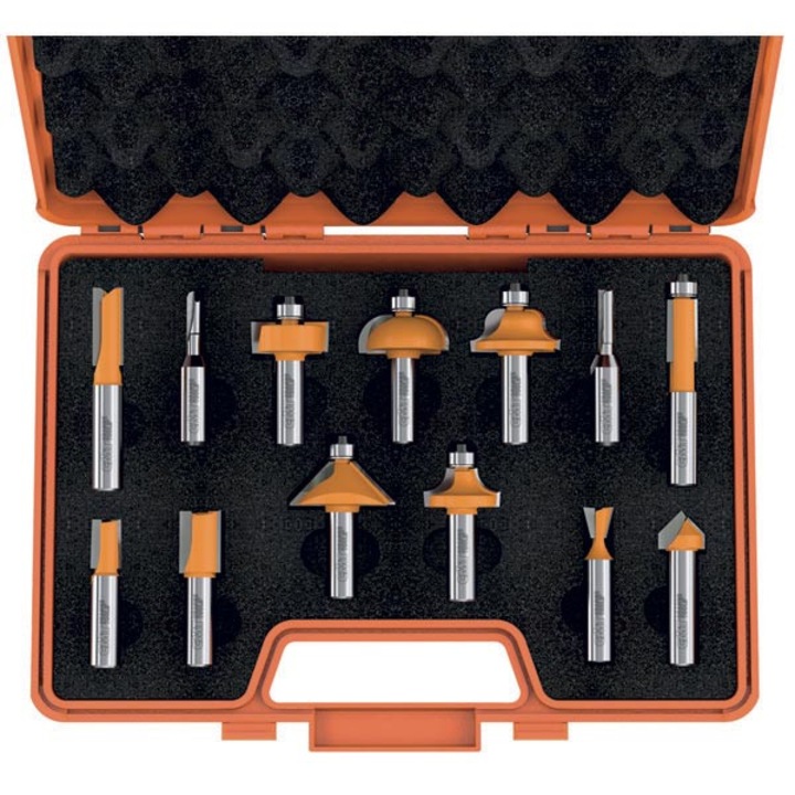 Set 13 freze CMT 800.505.11, diametru 12,7mm, pentru lemn, cu cutie de depozitare