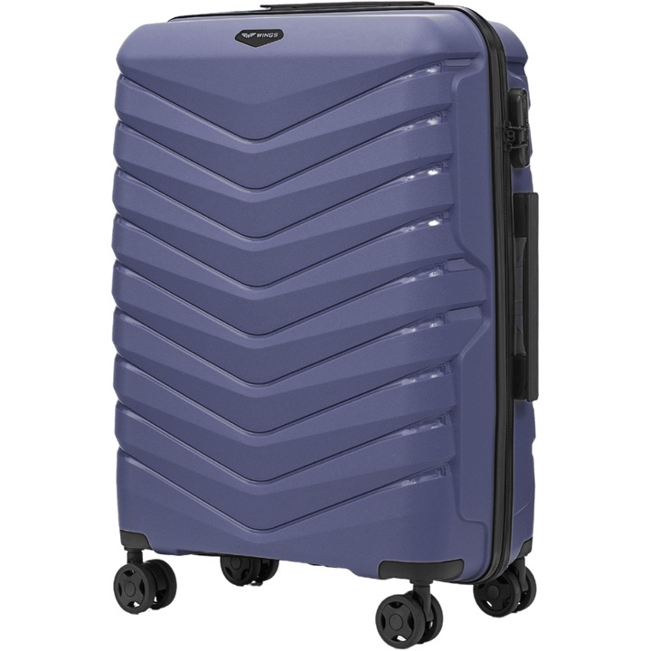 Troler, Wings 2.0, 63L, polipropilenă, 4 roți pivotante, albastru, 65x45x25cm