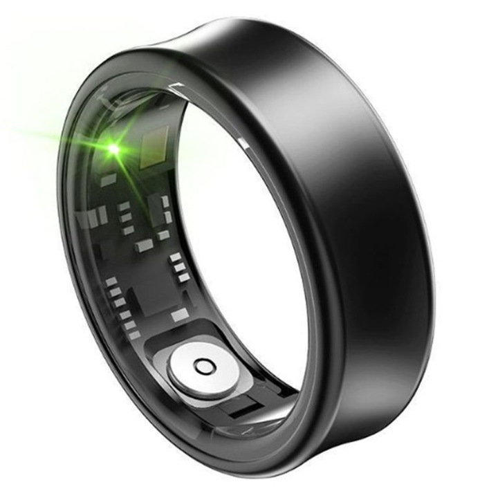 Inel Smart XO-RS01, Monitorizare somn si oxigen, Dimametru 19.9 mm, Metalic, Negru