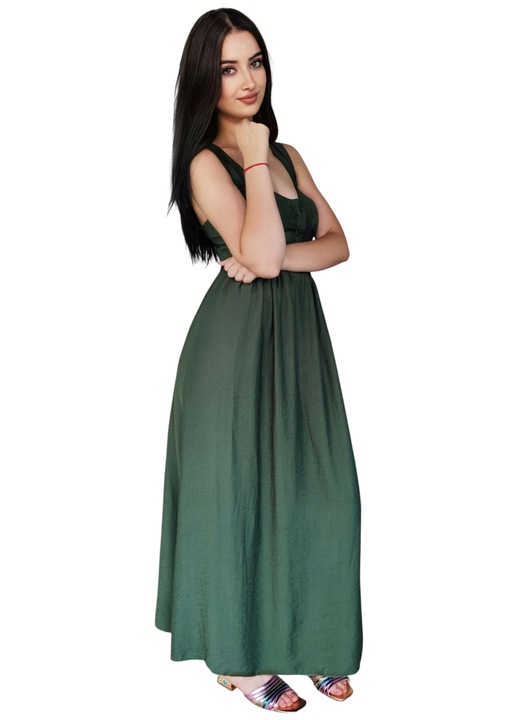 Rochie de zi midi kaki, M/L