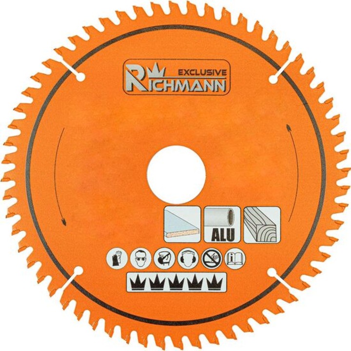 Disc circular vidia Multimaterial pentru aluminiu, lemn, 60 dinti, 210x30 mm, Richmann Exclusive