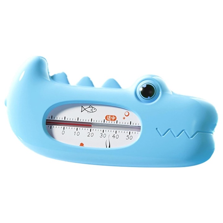Termometru pentru Baie, toolsy, Plutitor, Rezistent la apa, Multifunctional, Model Crocodil, 2.7x6.5x3.7 cm, Albastru