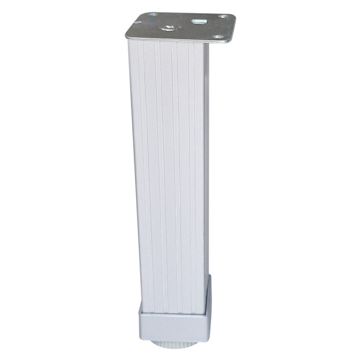Picior pentru mobila, patrat, reglabil, din aluminiu, cu acoperire, inaltime 20 cm