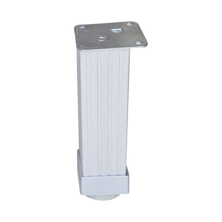 Picior pentru mobila, patrat, reglabil, din aluminiu, cu acoperire, inaltime 15 cm