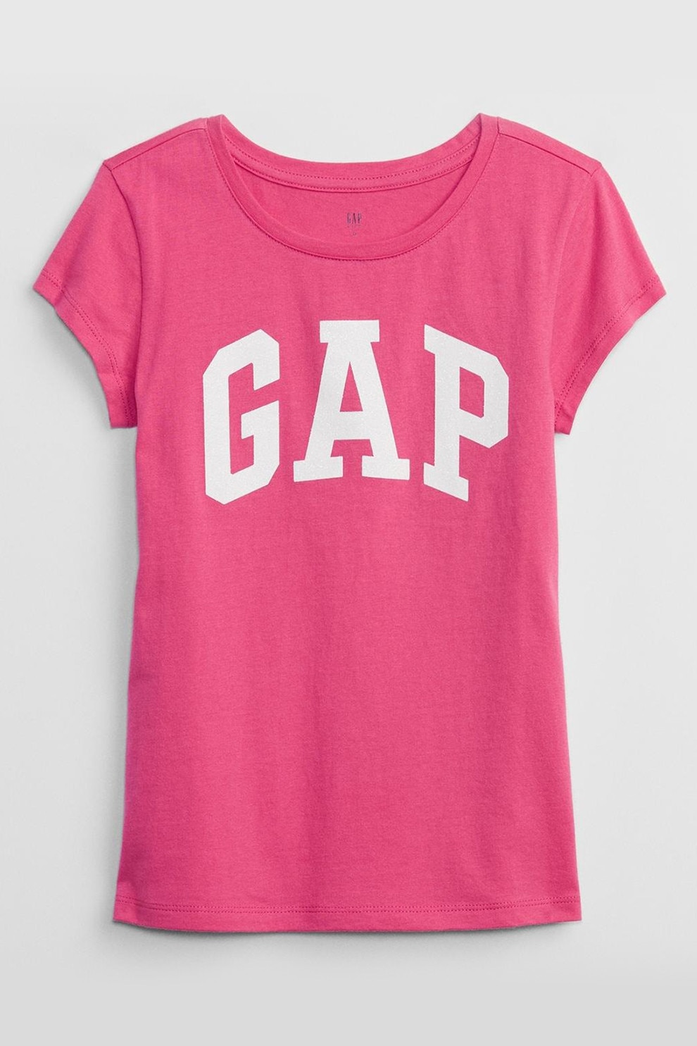 GAP, Tricou cu imprimeu logo metalic, Alb, Roz aprins, 110 CM