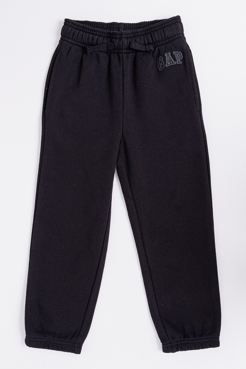 GAP, Pantaloni de trening din amestec de bumbac cu snur in talie, Negru stins